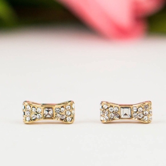 Kate Spade Gold Crystal Ready Set Bow Earrings - Picture 2 of 5